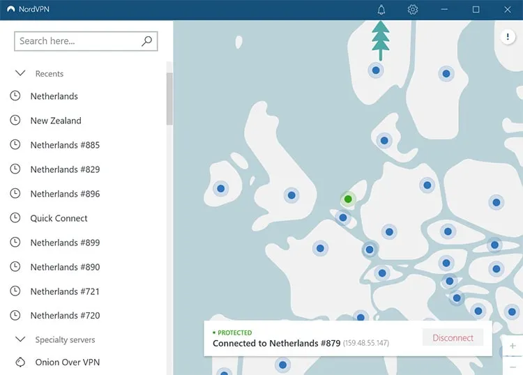 NordVPN server location